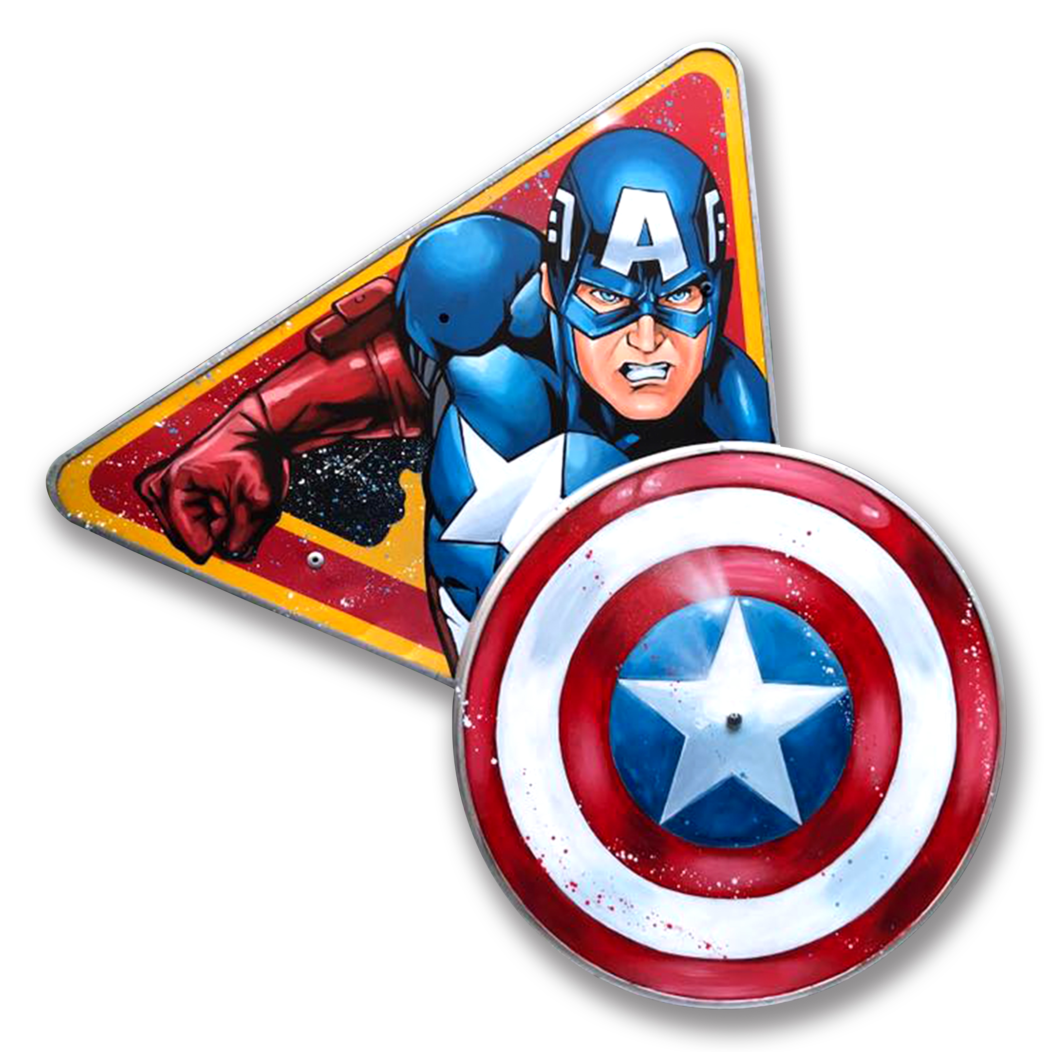Arteido - Thierry Beaudenon - Peinture - Panneau Signalisation - Captain America 3 - Multi