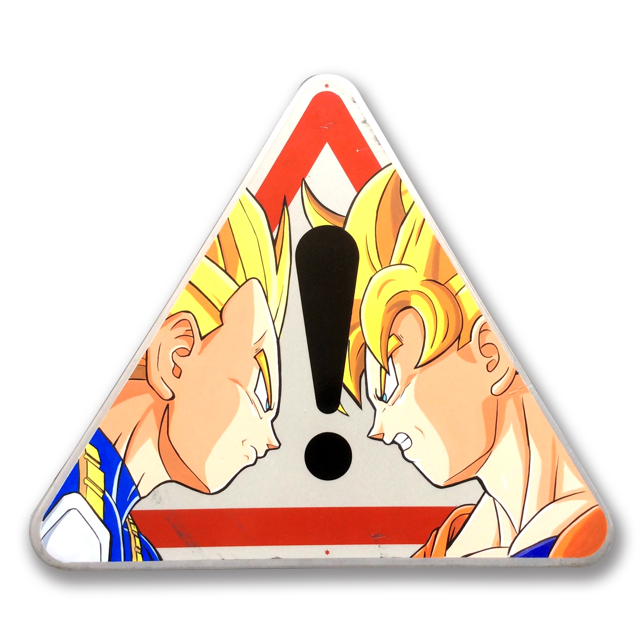 Arteido - Thierry Beaudenon - Peinture - Panneau Signalisation - Dragon Ball 1 Son Goku Vegeta - Triangle-Haut