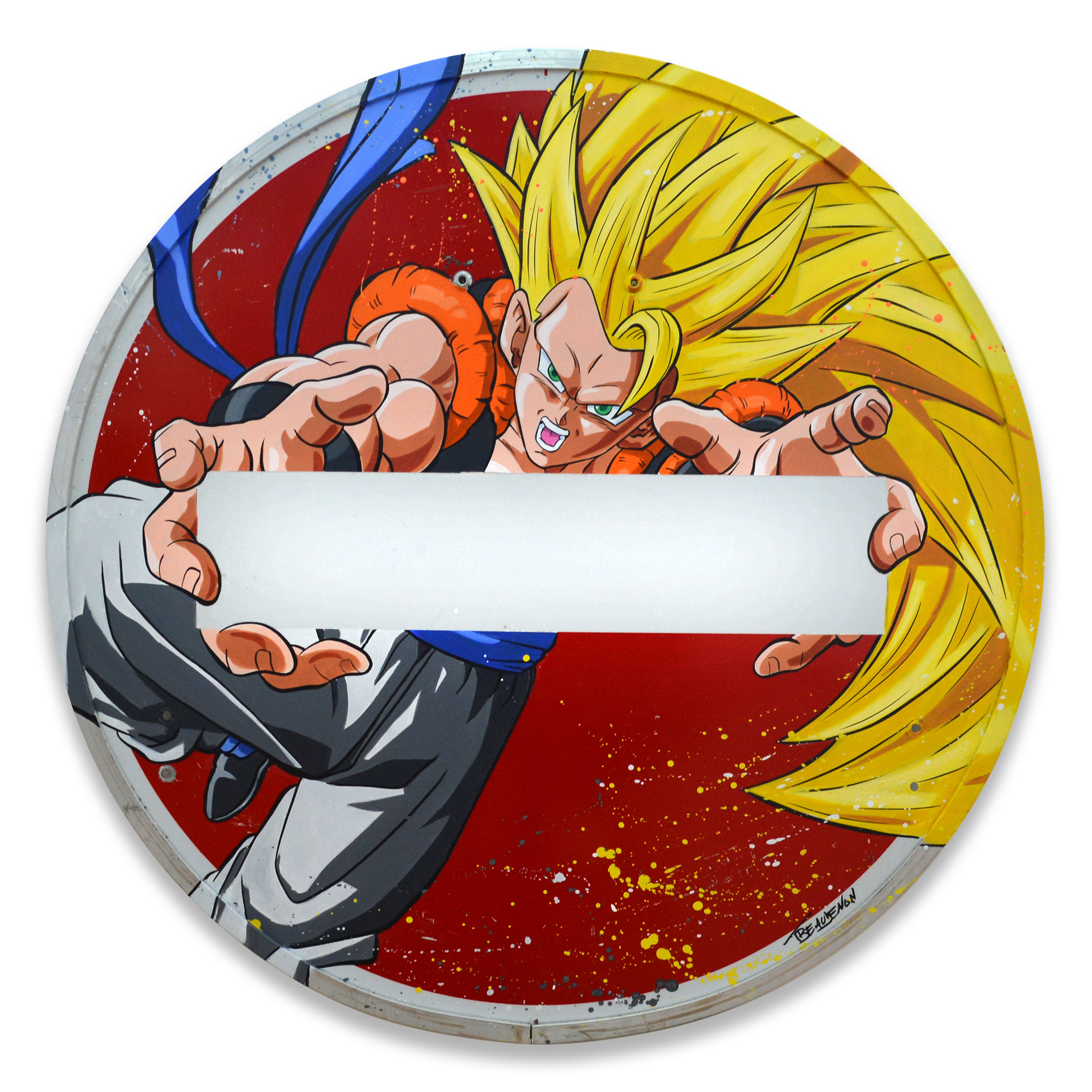 Arteido - Thierry Beaudenon - Peinture - Panneau Signalisation - Dragon Ball 4 Son Goku - Rond