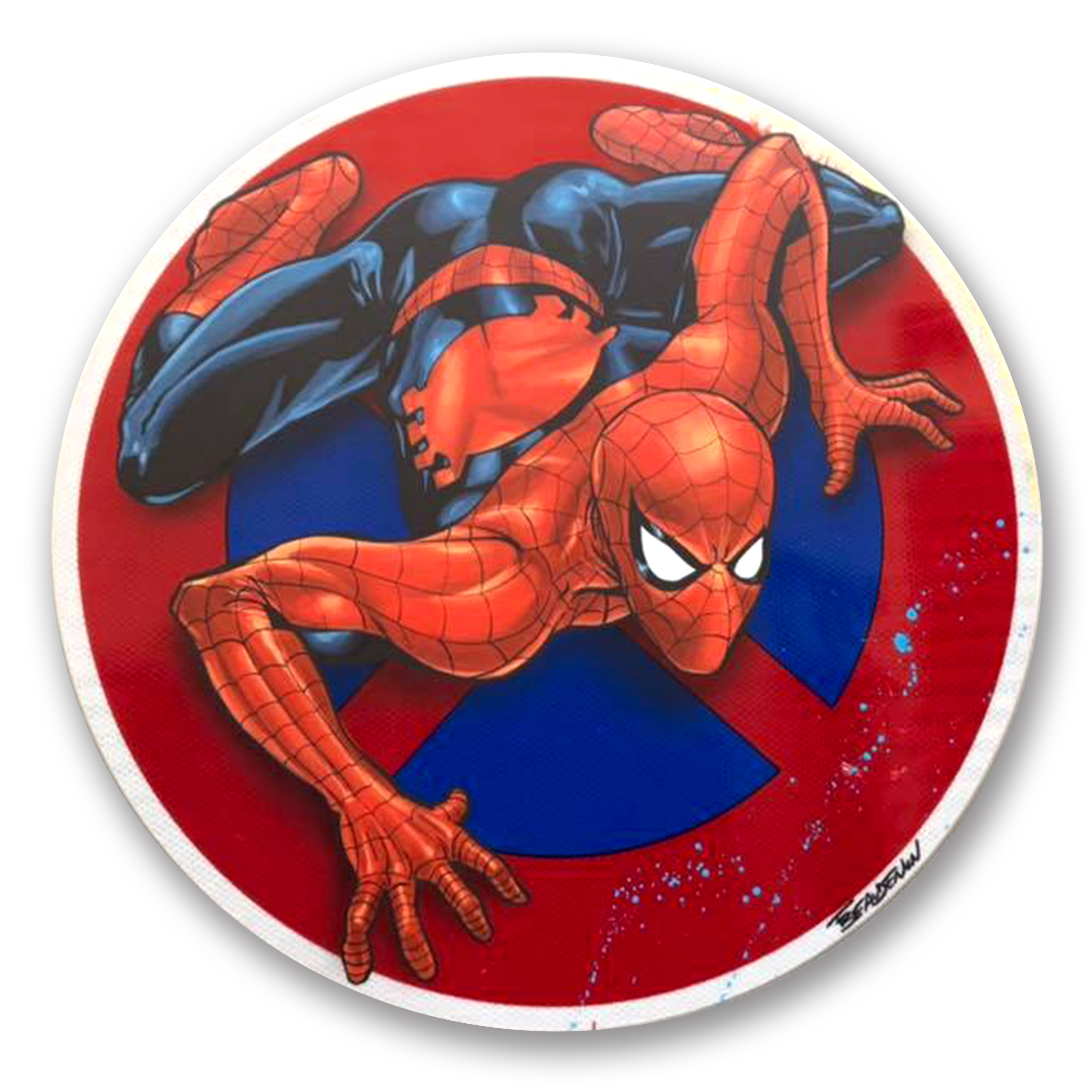 Arteido - Thierry Beaudenon - Peinture - Panneau Signalisation - Spiderman