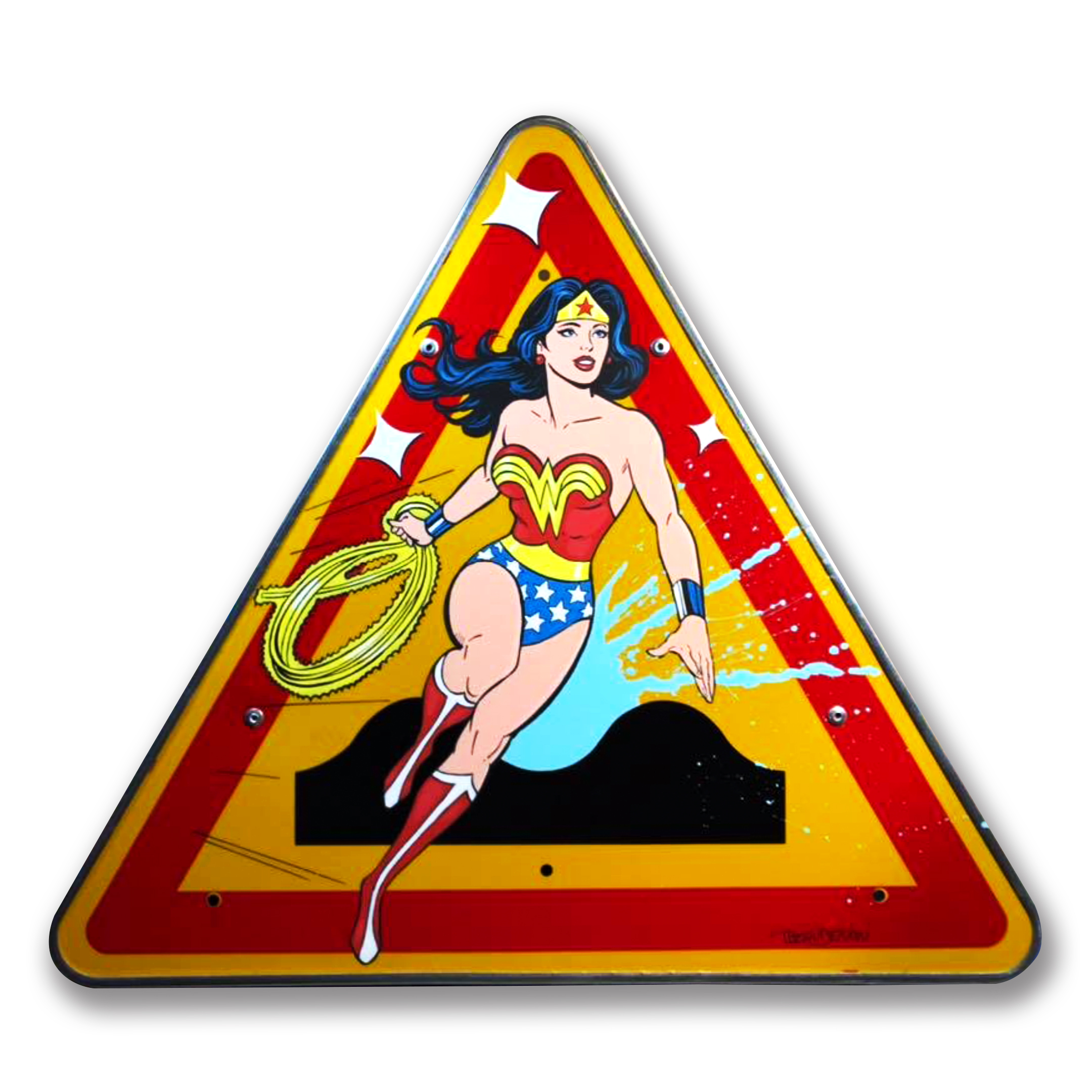Arteido - Thierry Beaudenon - Peinture - Panneau Signalisation - Wonder Woman